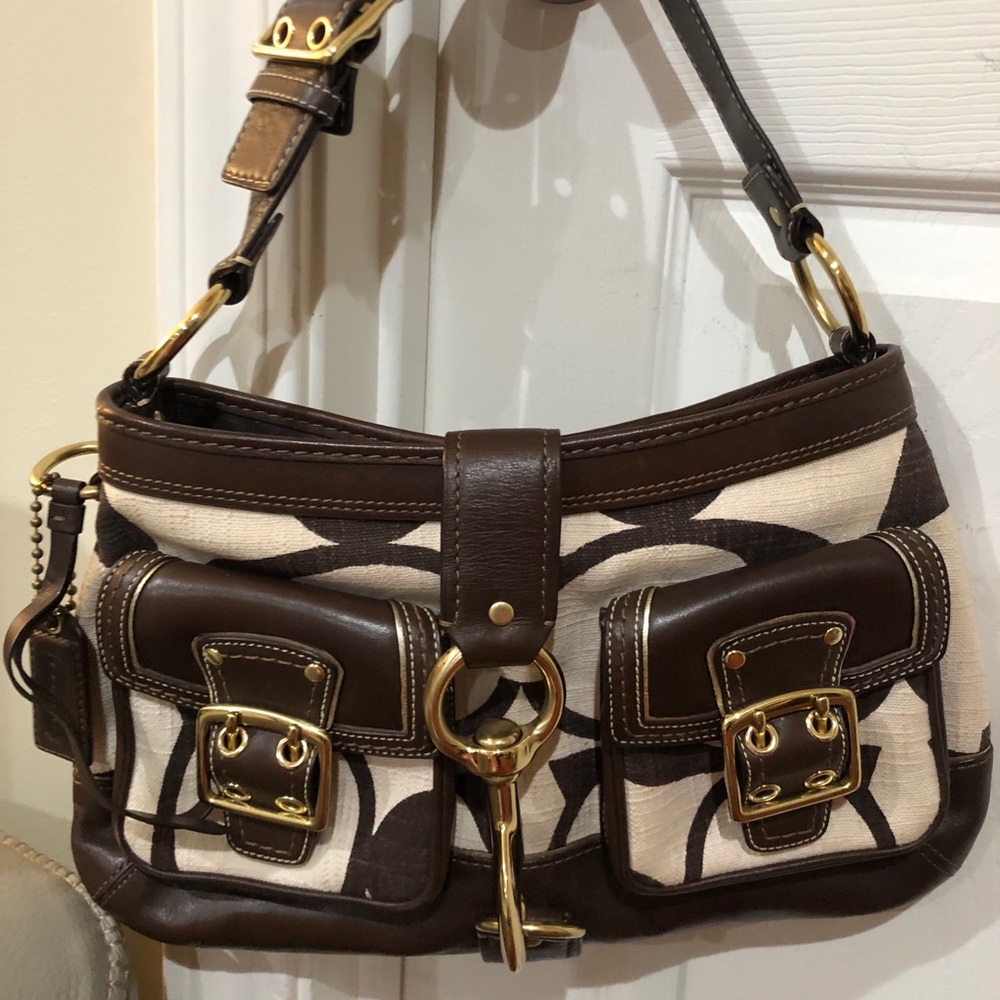Original Coach bag (canvas and leather) w/ duster
